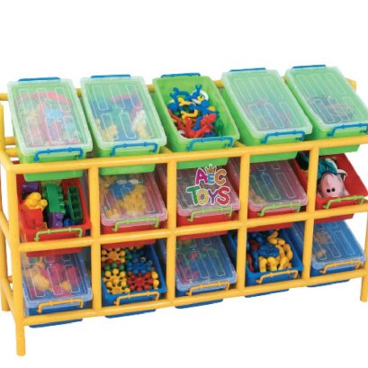 ชั้นวางน็อคดาวน์แบบท่อ เก็บสื่อการเรียนสร้างสรรค์ ขนาด 15 ช่อง